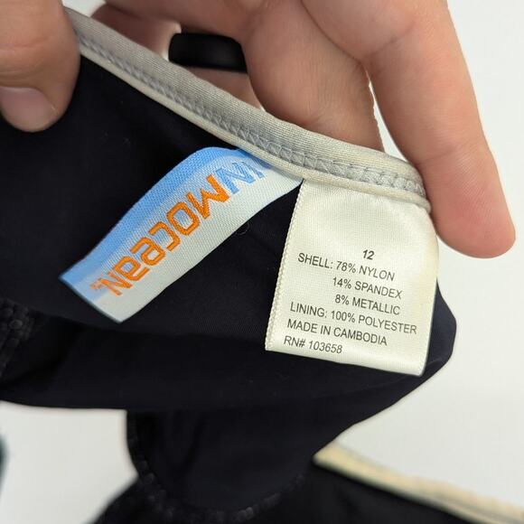 Dark Navy Shimmering InMocean Monokini Swimsuit Size 12 *READ* - Picture 4 of 6